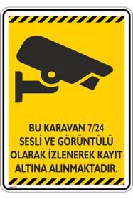 Resim isgtabelam 15x20cm/3adet/ Etiket/Bu Karavan Güvenlik Kamera Uyarısı/v3-2 