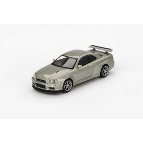 Resim mini gt 1:64 Ölçek 2002 Nissan SKYLINE GT-R (R34) VSPEC II RHD Diecast Metal Minyatür Model Araba 5cm 