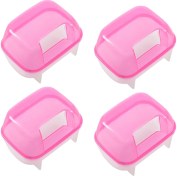 Resim 4x Pembe Beyaz Küçük Hamster Banyo Kum Kafesi Evcil Hayvan Banyo 10 x 7 x 7cm (Yurt Dışından) 