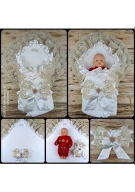 Resim Sahra Soylu Rose Bebek Kundağı Unisex Bebek Dış Kundak Battaniyesi Hastane Çıkışı Kundak Battaniye Altın 