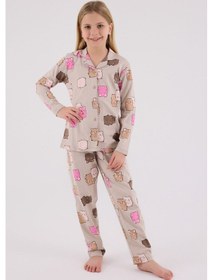 Resim Rolypoly Kız Çocuk Krem Gömlek Pijama Takımı 5274-48706 Krem 
