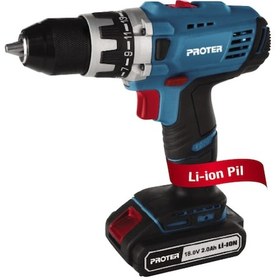 Resim Proter PST 418 SL 18V 2 Ah Li-ion Çift Akülü Matkap Vidalama 