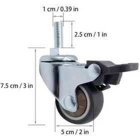 Resim Dashanshop 2 Frenli Ve 2 Döner 5 Cm Ağır Hizmet 400 Kg Mobilya Tekerleği Seti 