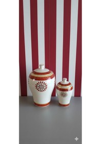 Resim 7'li Porselen Baharat Seti Bordo 