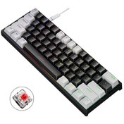 Resim Leaven K620 61 Tuşlu Isıtılan Takılabilecek Parlak Oyun Kablosuz Mekanik Klavye, Kablolu Uzunluk: 1.8m, Renk: Beyaz Siyah Kırmızı Eksen 