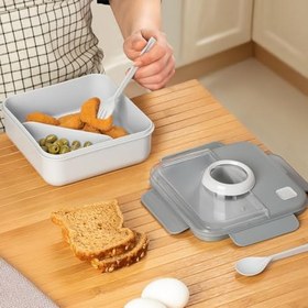 Resim Porsima L-00927 Kendinden Kaşık Çatallı Beslenme Çantası - Taşınabilir Lunch Box - Sefer Tası 1250 Ml 