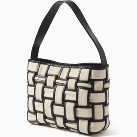 Resim Tuval Deseni Kenarlı Dokuma Mini Tote Çanta, Şık & Fonksiyonel, Sığır Derisi - Krem 