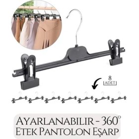 Resim Engithalat Etek Pantolon Eşarp Kıskaçlı Askı 8 Li Set 