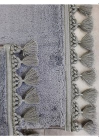 Resim Elite Antrasit Ponpon Saçaklı Peluş 2'li Banyo Paspası Halısı Kay Antrasit 