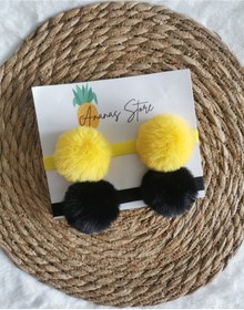 Resim Kız Bebek Çocuk Peluş Ponpon Bandana Seti 