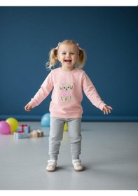 Resim Zekids Kız Bebek Pamuklu Köpek Baskılı Eşofman Takımı-16567 Pembe 