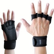 Resim Solunabilir Uniseks Parmaksız Spor Eldiveni, Ağırlık Kaldırma ve Fitness Antrenmanları İçin İdeal, Ayarlanabilir Bilek Kayışı, Nefes Alabilen Poliester File, Spor Aksesuarı 