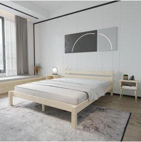 Resim RENAZZO Letto Model Doğal Çam Ahşap Karyola 