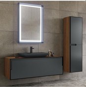 Resim Orka Craft 120Cm Ceviz-Antrasit Banyo Dolabı Ve Boy Dolabı Takımı Antrasit 