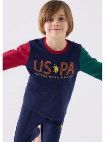 Resim U.s. Polo Assn. 1919 Authentic Brand Erkek Çocuk Uzun Kol Pijama Takım Lacıvert 