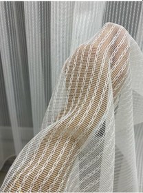 Resim 4042 Desenli Modern Ekru Tül Perde 1/2,5 Orta Normal Pileli Ekru 