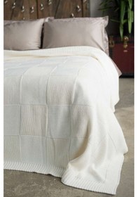 Resim Betires Home Ca18002 Örgü Battaniye Naturel - Çift Kişilik 