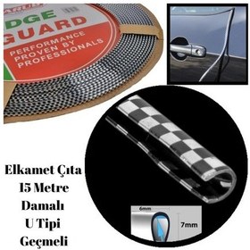 Resim Carub Elkamet Çıta 15 Metre Çok Amaçlı Koruyucu Kesilebilir Karbon Damalı U Tipi Geçmeli Siyah Beyaz 1 Adet 