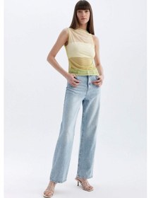 Resim DeFacto Slim Fit Dar Kesim Degaje Yaka Degrade Tül Atlet C9322AX24SMYL512 