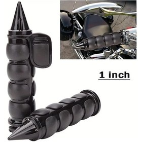 Resim Chuangyinshop Siyah 1" 25mm Evrensel Motorcycle Kaymaz Tutma Sapı El Tutacakları Krom Alüminyum Kauçuk Motosikletler Cruiserlar İçin 
