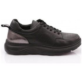Resim Dgn 92552 Kadın Bağcikli Spor Ayakkabi Siyah Platin 