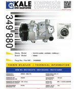 Resim KALE RADYATÖR KLIMA KOMPRESORU TOYOTA AURIS COROLLA 1.6 2007-2012 AVENSIS 2008- [6PK V KAYIS KASNAGI] [120mm] 