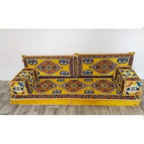 Resim Coton Şark Köşesi Minder Takımı Sarı 5 Parça 