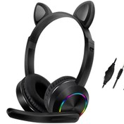 Resim Karler Bass AKZ020 Kafa Üstü Işıklı Kedi Kulaklık - Siyah ZNGZR 