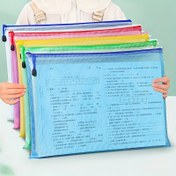 Resim 5 adet A3 Mesh Fermuar Dosya Düzenleyici - Güçlendirilmiş Kenarlıklı Şeffaf Döküman Çantaları, Ofis/School/Ev için Çok Renkli Şeffaf Plastik Depolama, Dayanıklı ve Hafif Tasarım 