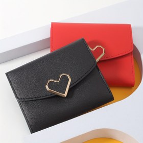 Resim Kalp metal dekorlu şık kadın cüzdanı - Timsah desenli kart tutucu, Kompakt ve Fonksiyonel Bordo, Krem veya Bej renklerde, Sevimli Cüzdan 