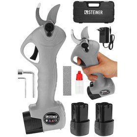 Resim Steiner 128 Vf 10 Ah Kömürsüz Motor Akülü Bağ Makası Çantalı Gri 
