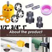 Resim 11 adet Çelik Boru Tıraş Aracı Seti, Boru Tıraş Kiti 3 Kalıp (Dış + İç), Elektrikli Matkap PVC Tıraş Yapma Aracı - Plastik Boru Tıraş Kalıp Kiti, 1/2", 3/4", 1" Su Boru Tıraş Kiti için 