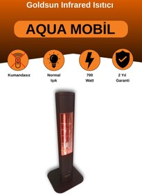 Resim GOLDSUN Aqua Mobil 700 Watt GSA07VP Isısı Ayarlanabilir Elektrikli İnfrared Ortam Isıtıcı-Siyah 