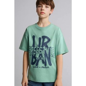 Resim DeFacto New Regular Fit Bisiklet Yaka Baskılı Kısa Kollu Tişört Erkek Çocuk H5714A826HS 