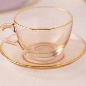 Resim Five O'clock 2'li Çay Fincanı SetiSomon 240 cc - Somon / Gold Rim 