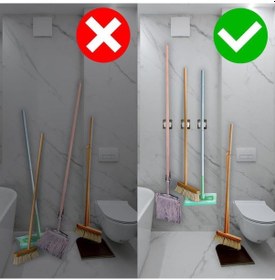 Resim 4 Adet Pratik Fırça Süpürge Paspas Mop Tutucu Askı Aparatı Yapışkanlı Sihirli Tutacak Altın 