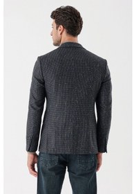 Resim İmza Koyu Antrasit Desenli Mono Yaka Astarlı Çift Yırtmaç 6 Drop Slim Fit Dar Kesim Klasik Ceket 1002235132-koyu Antrasit Koyu Antrasit 