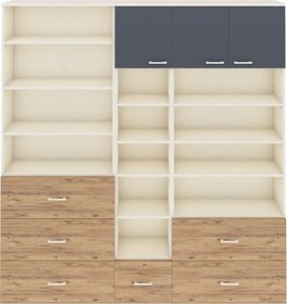 Resim Arges Dolap 17 Raflı 6 Çekmeceli 3 Kapaklı 220x30x243 Aytaşı-antrasit/çam Antrasıt/atlas Çam 