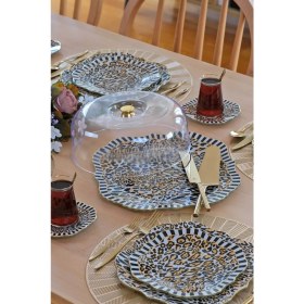 Resim Glore Leopard Altın Yaldızlı Cam Kek Fanusu 