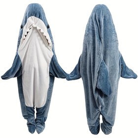 Resim Kıyafetsiz Köpekbalığı Battaniyesi Hoodie, Giyilebilir Köpekbalığı Battaniye, Yumuşak Rahat Köpekbalığı Kostümü 