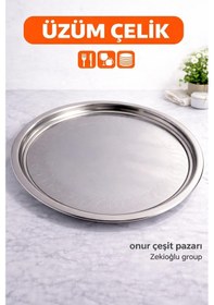 Resim Çelik Tepsi No :10 Çelik Sini Yemek Tepsisi Paslanmaz Tepsi Yuvarlak Gri 