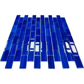 Resim MozaiKristaL Mutfak Tezgah Arası, Havuz, Banyo, Sauna, Spa, ve Yaşam Alanlarının Tüm Yüzeyleri Için. 23X48MM Mavi. 30X30CM. Fileli Kristal Mozaik. 