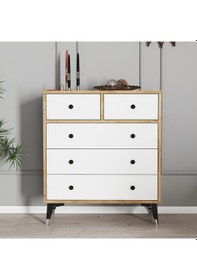 Resim Moxen Mobilya S12 Çam- Beyaz Şifonyer 