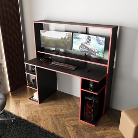 Resim Bimossa Dante S8480 Oyuncu Masası Siyah Kırmızı 140 cm 