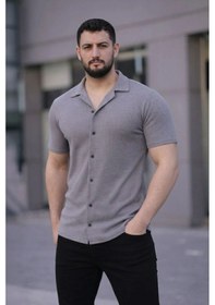 Resim Erkek Waffle Dokuma Kumaş Açık Yakalı Düğmeli Gömlek 2 Li Set Beyaz-gri Çok Renkli 