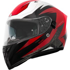 Resim TORC T-15 Shock Kapalı Motosiklet Kaskı Siyah Kırmızı Beyaz 