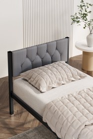 Resim Stil Metal Karyola Kapitone İşlemeli Karyola - 150x200 cm 