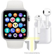 Resim TECHNOMEN Akıllı Saat Plus Kablosuz Kulaklık Ikili Beyaz Set İkili Kombin 