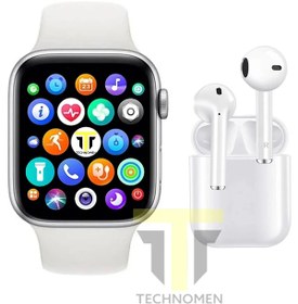 Resim TECHNOMEN Akıllı Saat Plus Kablosuz Kulaklık Ikili Beyaz Set İkili Kombin 