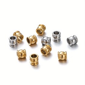 Resim 10 Adet Paslanmaz Çelik Büyük Delikli Spacer Boncuklar 4-10mm Şans Tüpü Gevşek Boncuk Büyük Delikli Şanslar Takı Yapımı İçin DIY Bileklik Kolye Takı Yapımı 
